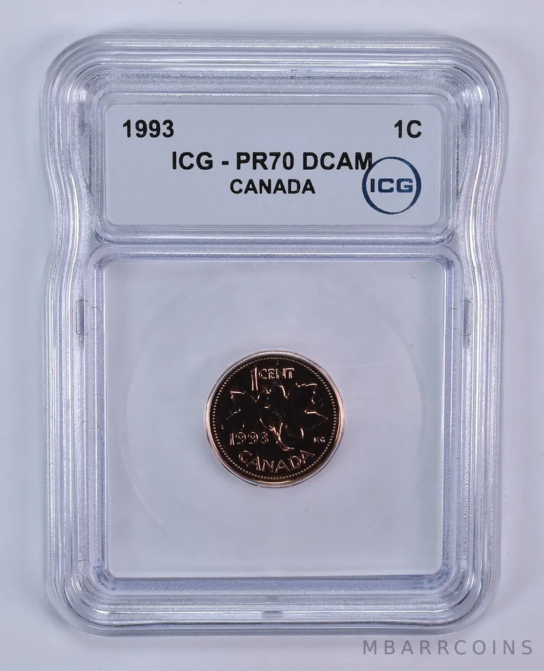 1993 Canada 1 Cent PR70 DCAM ICG