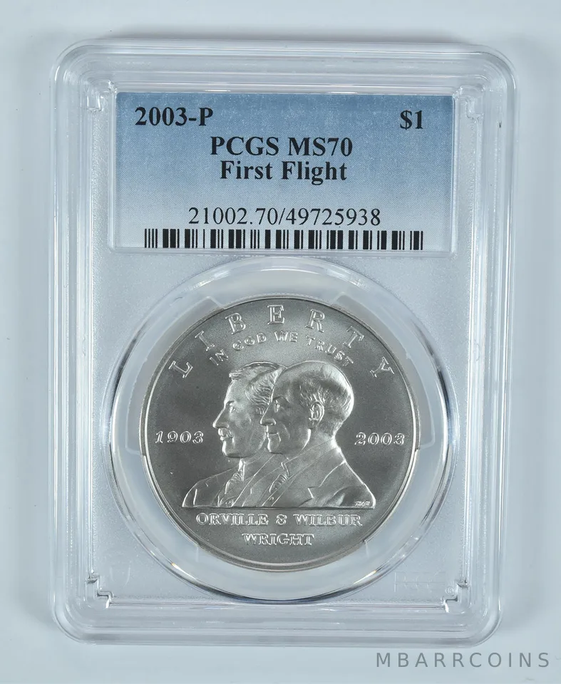2003-P First Flight Commemorative Dollar MS70 PCGS Blue Label