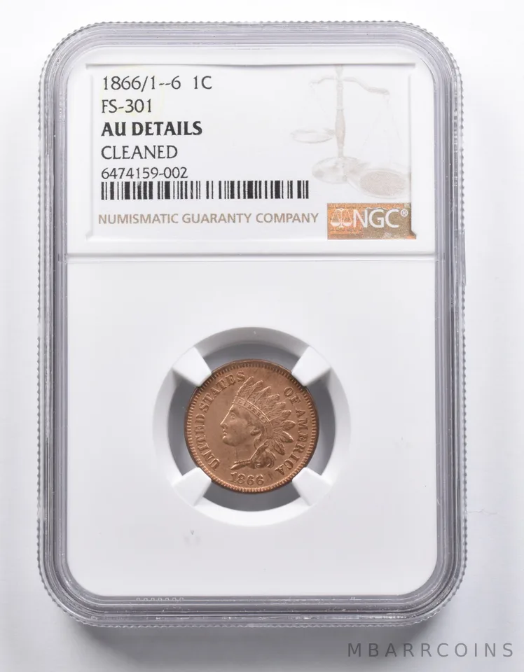 AU 1866/1--6 Indian Head Cent FS-301 NGC *0915