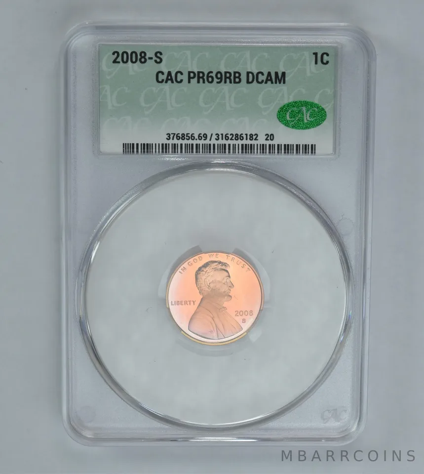 2008-S Lincoln Memorial Cent PR69 RB DCAM CAC CACg Beautiful Tone *1010