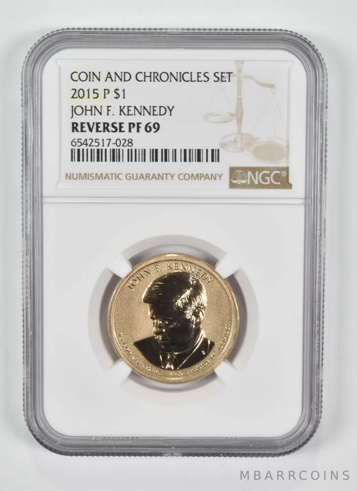2015-P Presidential $1 John F Kennedy Coin and Chronicles Reverse PF69 NGC