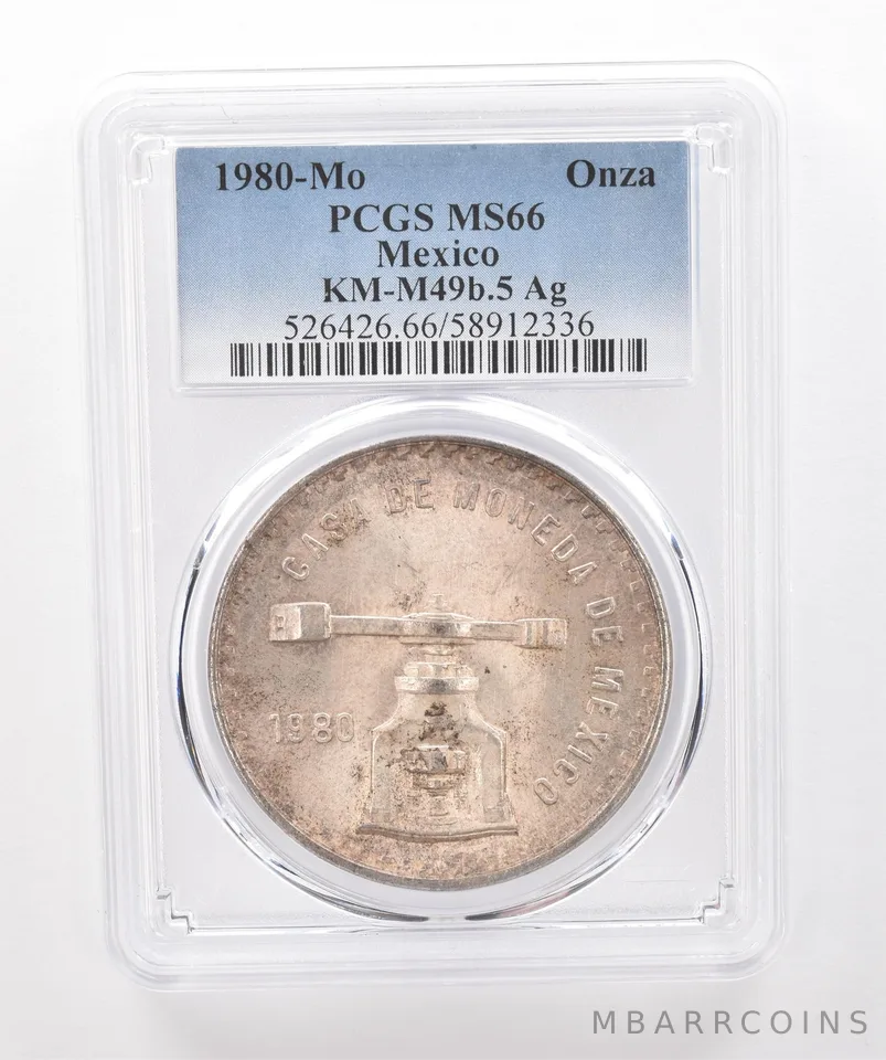1980 Mo Mexico 1 Onza Silver KM-M49b.5 MS66 PCGS Beautiful Tone *2023