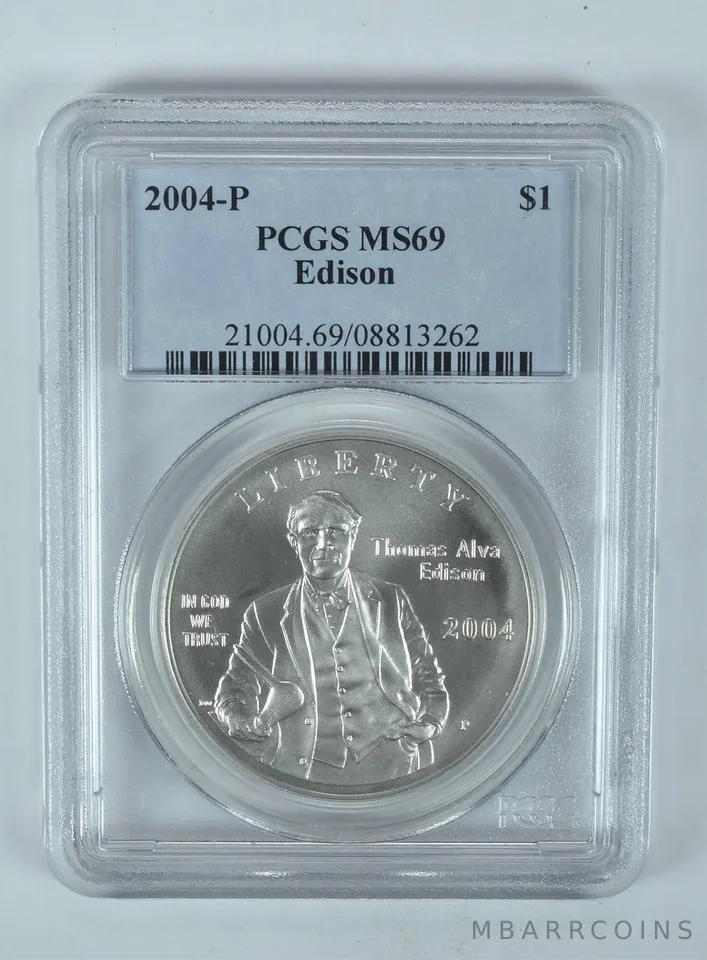 2004-P Edison Commemorative Dollar MS69 PCGS Blue Label