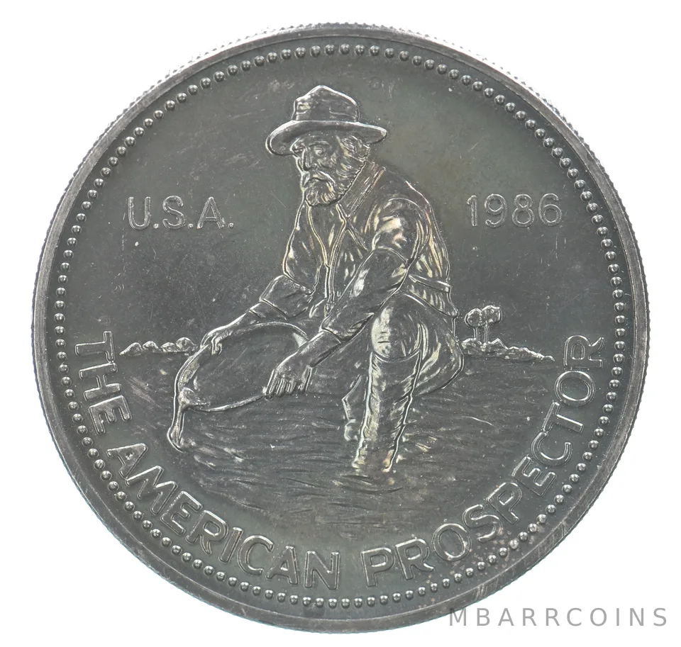 1986 Engelhard 1 Oz Silver American Prospector Beautiful Tone *7598