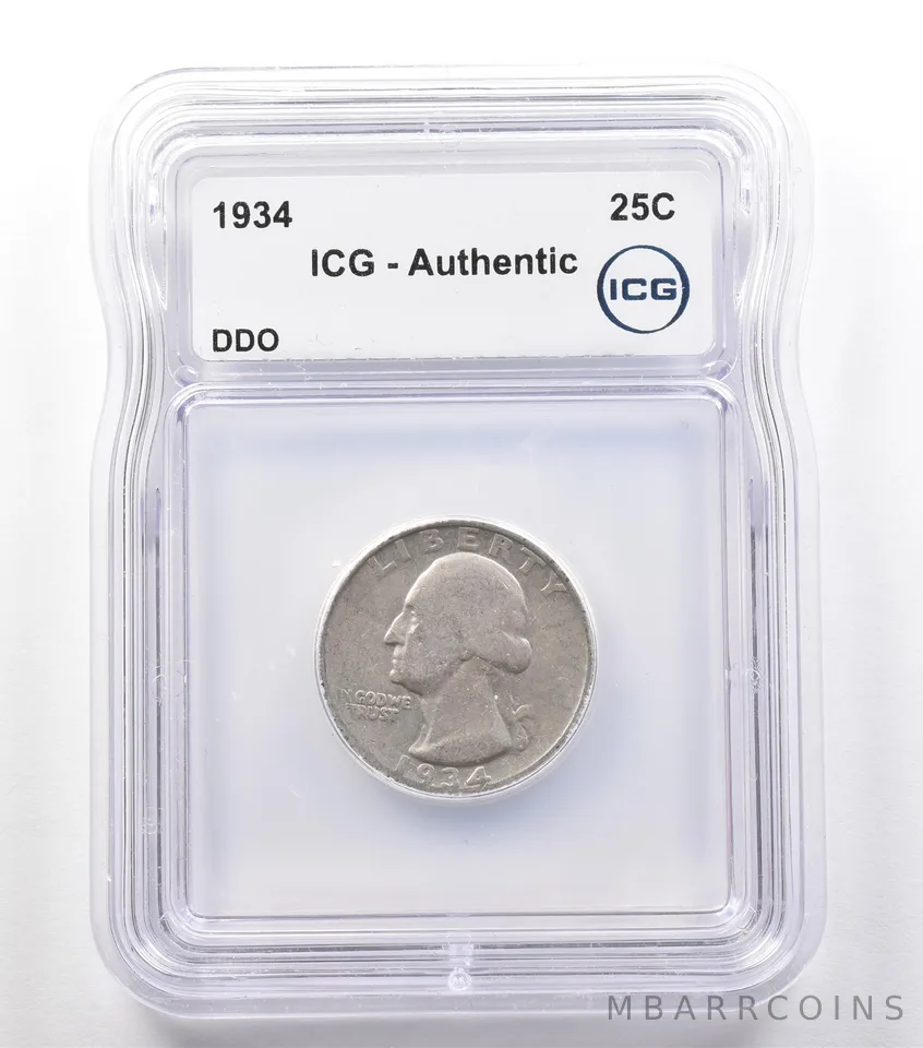 1934 Washington Quarter Mint Error DDO Authentic ICG *2441
