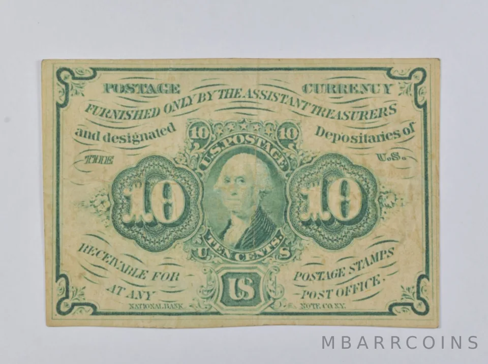 1860's 10 Cents United States Postage Currency Washington a7296