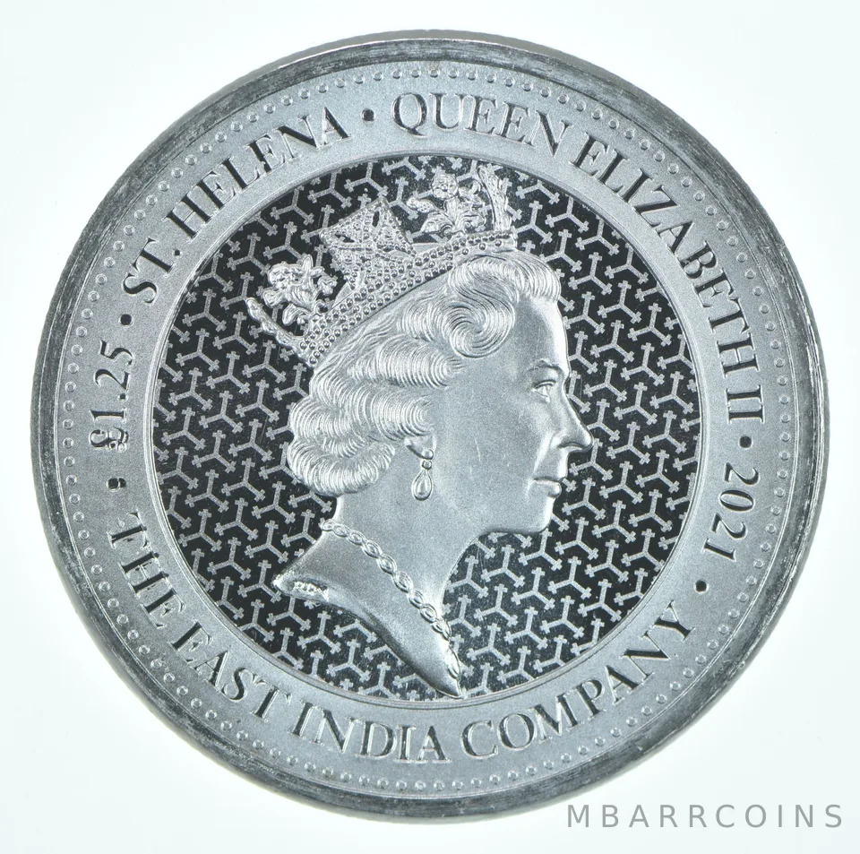Random Date St Helena 1.25 Pound 1.25 Oz Silver Guinea East India Company