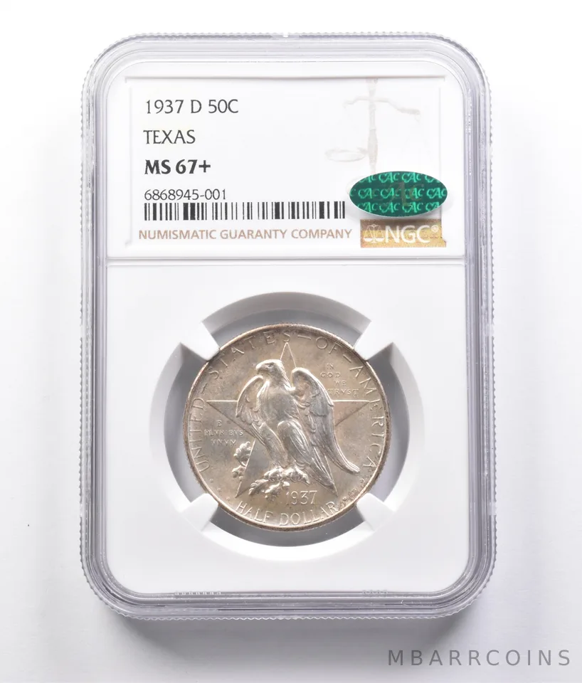 1937-D Texas Commemorative Half Dollar MS67+ NGC CAC a7142