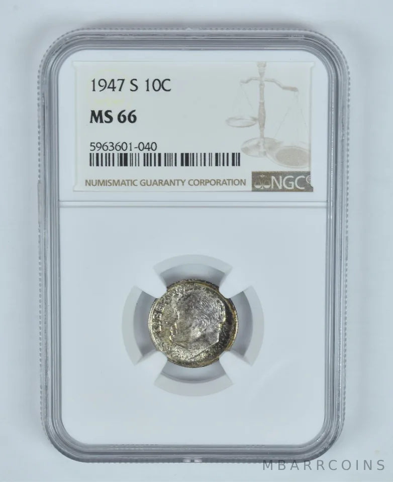 MS66 1947-S Roosevelt Dime - Graded NGC Toned! *9039