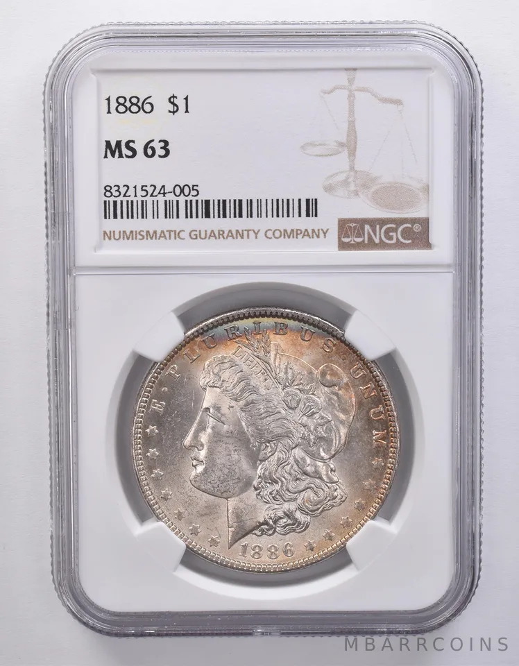 1886 Morgan Silver Dollar MS63 NGC Peripheral Tone *7167