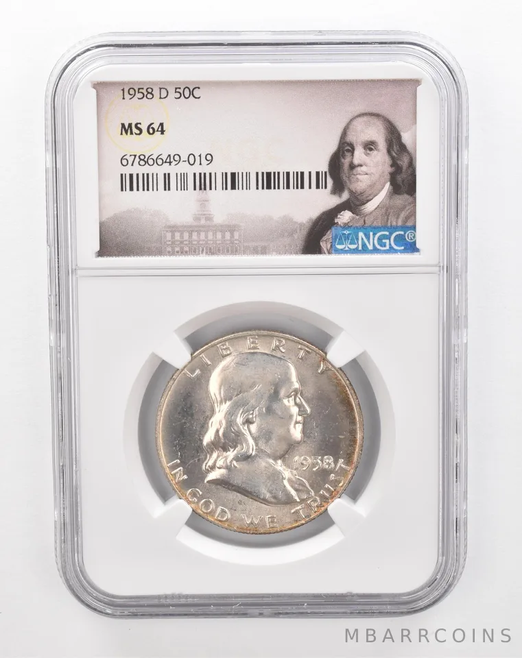 1958-D Franklin Half Dollar MS64 NGC Beautiful Tone *2879