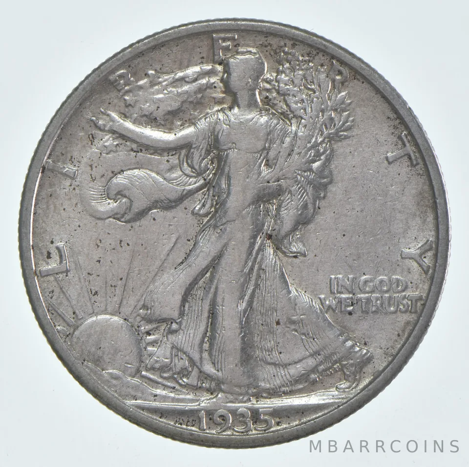 AU 1935-S Walking Liberty Half Dollar Almost Unc 90% Silver (1pc)