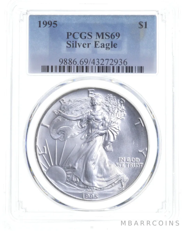 1995 American Silver Eagle 1 Oz MS69 PCGS Blue Label