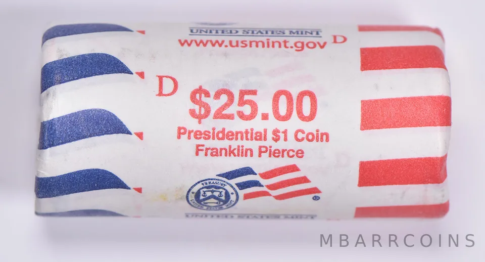 2010-D Franklin Pierce Presidential $1 Coin Roll $25 Unc US Mint BU