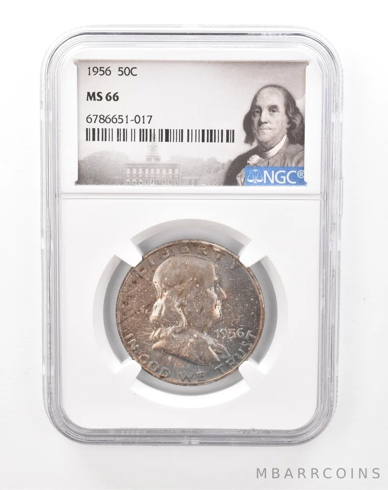 1956 Franklin Half Dollar MS66 NGC Beautiful Mint Set Tone *6775