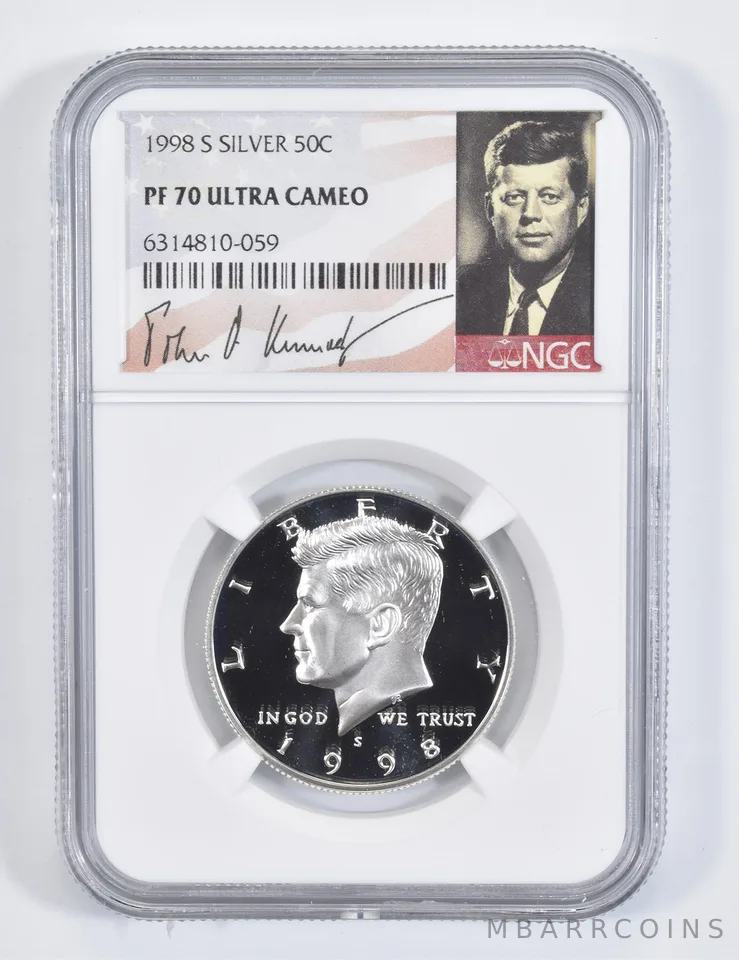 1998-S Kennedy Half Dollar SILVER PF70 UCAM NGC Spl Label