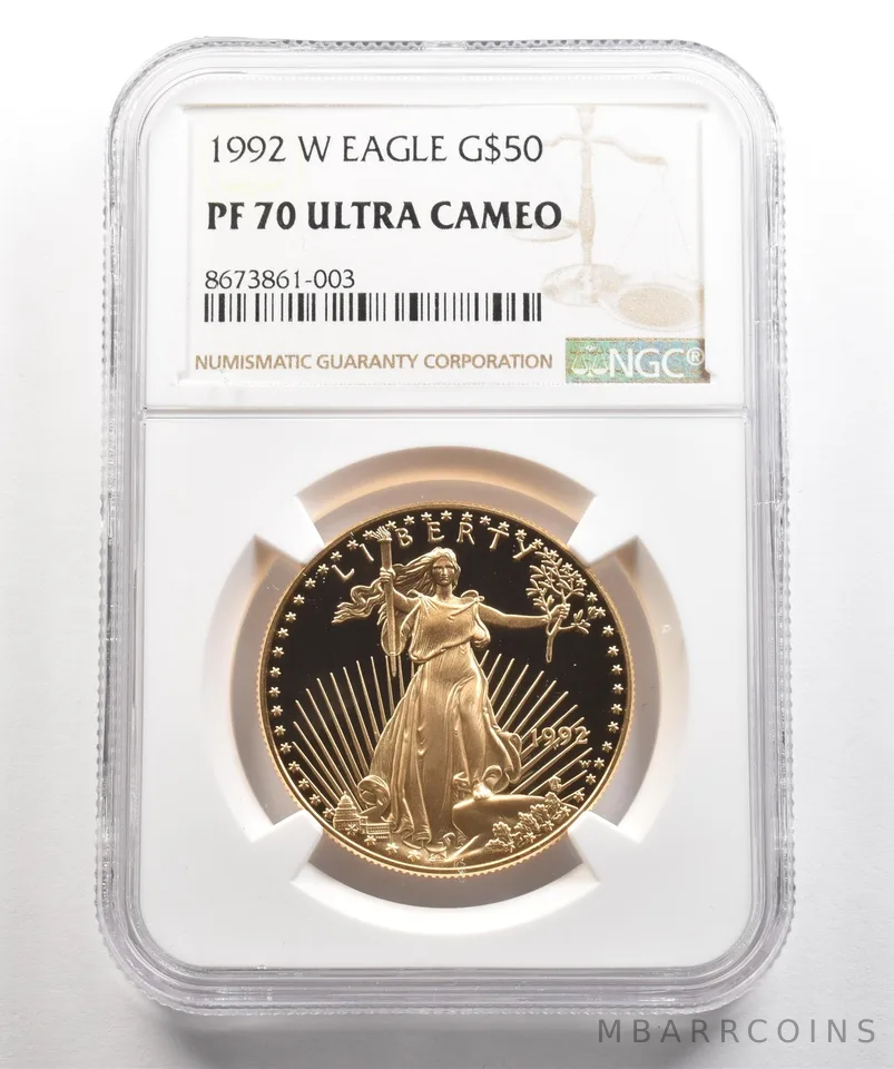 1992-W $50 American Gold Eagle 1 Oz Gold PF70 UCAM NGC