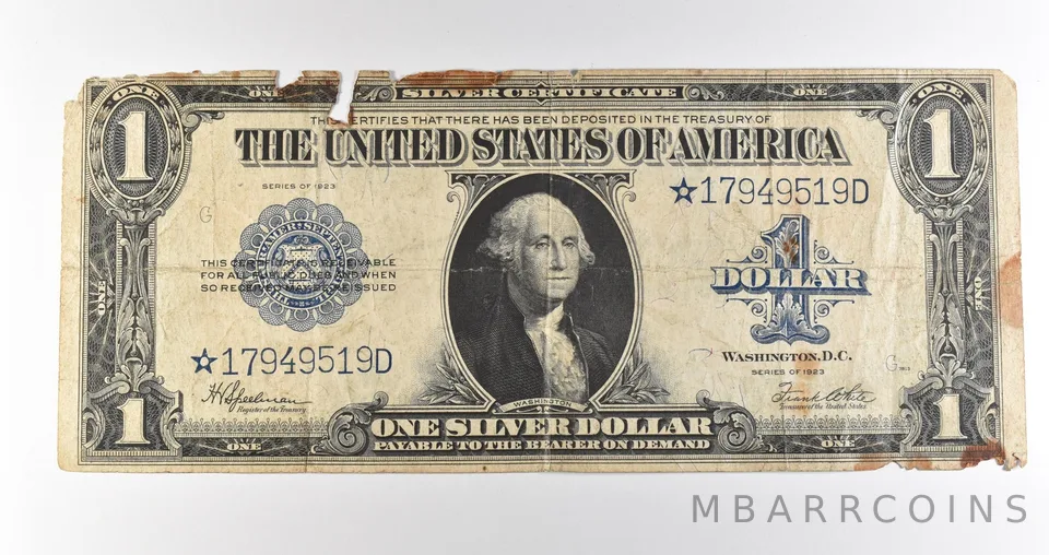 1923 $1 Silver Certificate Blue Seal Star Note Large Note Fr#237* *4639