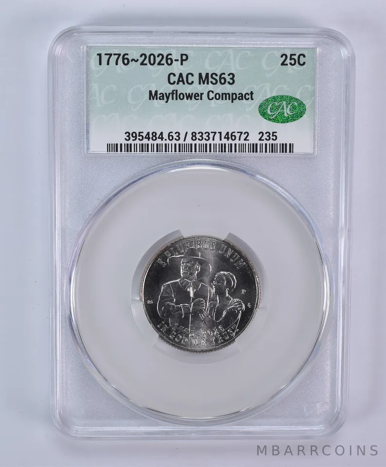 2026-P Mayflower Compact Quarter MS63 CAC CACg