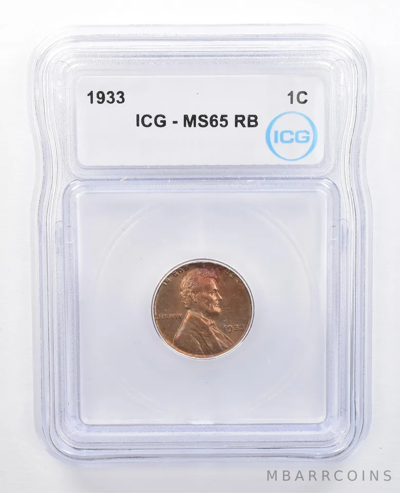 1933 Lincoln Wheat Cent MS65 RB ICG Beautiful Tone *7630