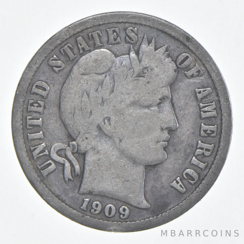 1909 (P) Barber Dime 90% Silver FINE Condition