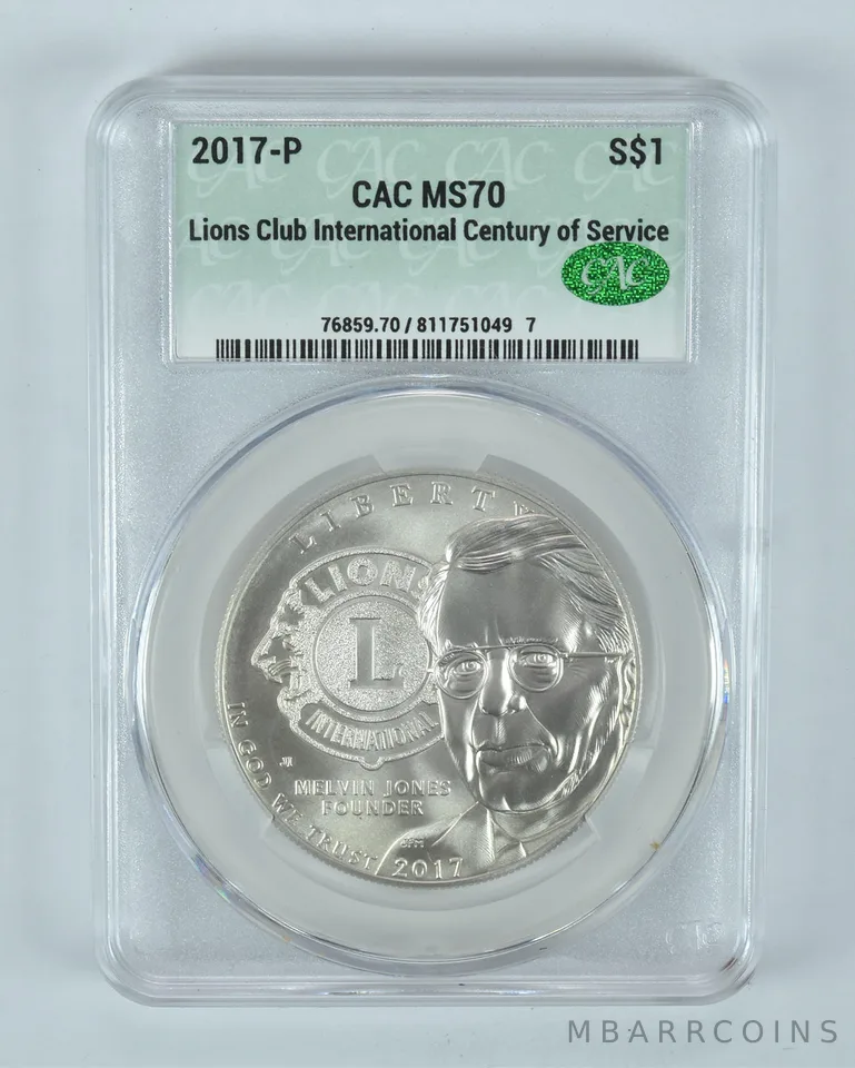 2017-P Lions Club Commemorative Silver Dollar MS70 CAC CACg