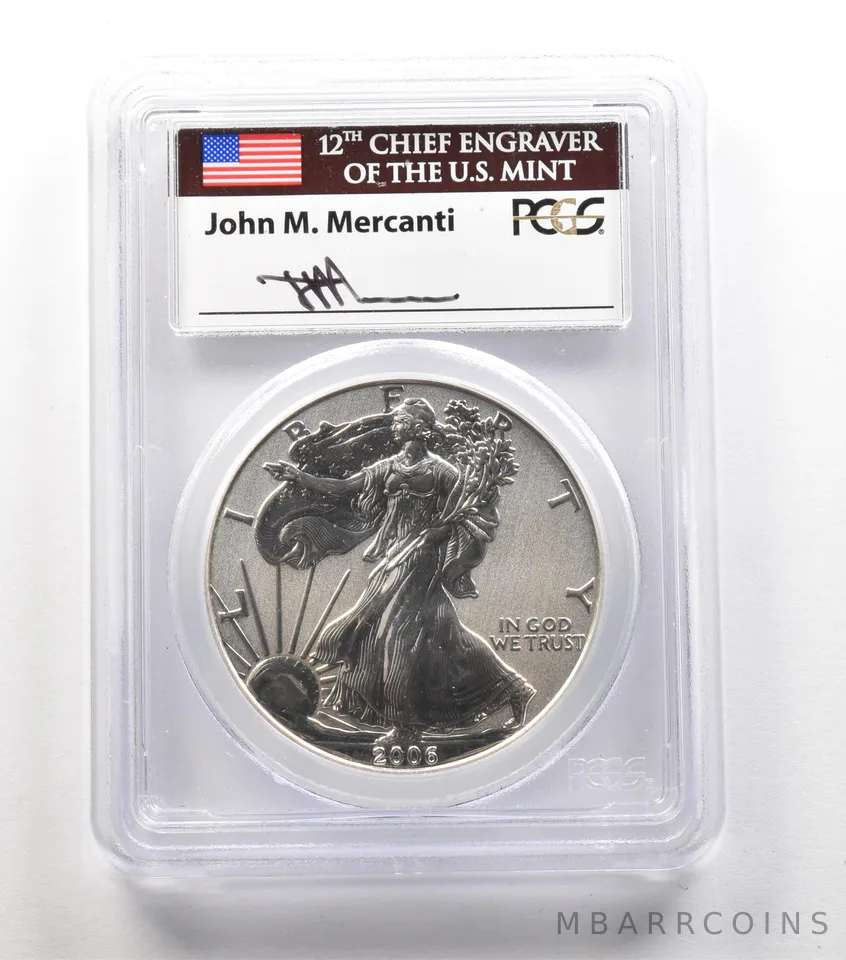 2006-P American Silver Eagle Mercanti Reverse PR69 PCGS *5665