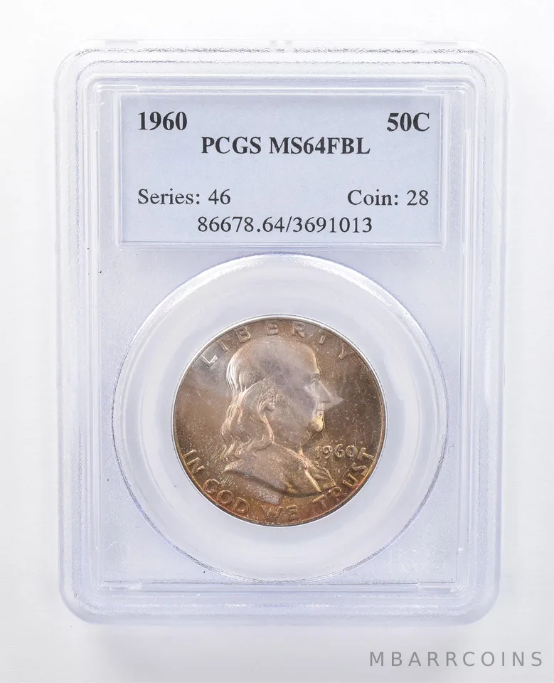 1960 Franklin Half Dollar MS64 FBL PCGS Beautiful Tone *8024