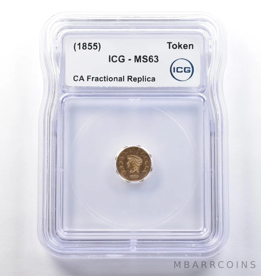 (1855) CA Fractional Gold Style Token Liberty Head 1/2 Dollar MS63 ICG *3798