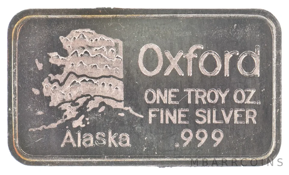 1 Troy Oz Silver Bar Alaska Oxford Beautiful Tone *4315