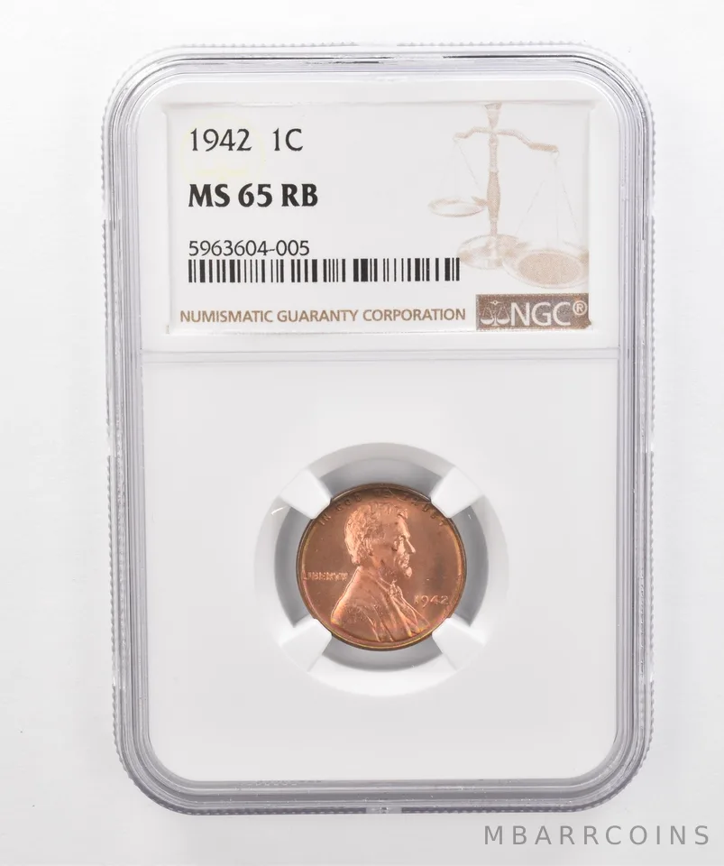 1942 Lincoln Wheat Cent MS65 RB NGC Beautiful Tone *2952