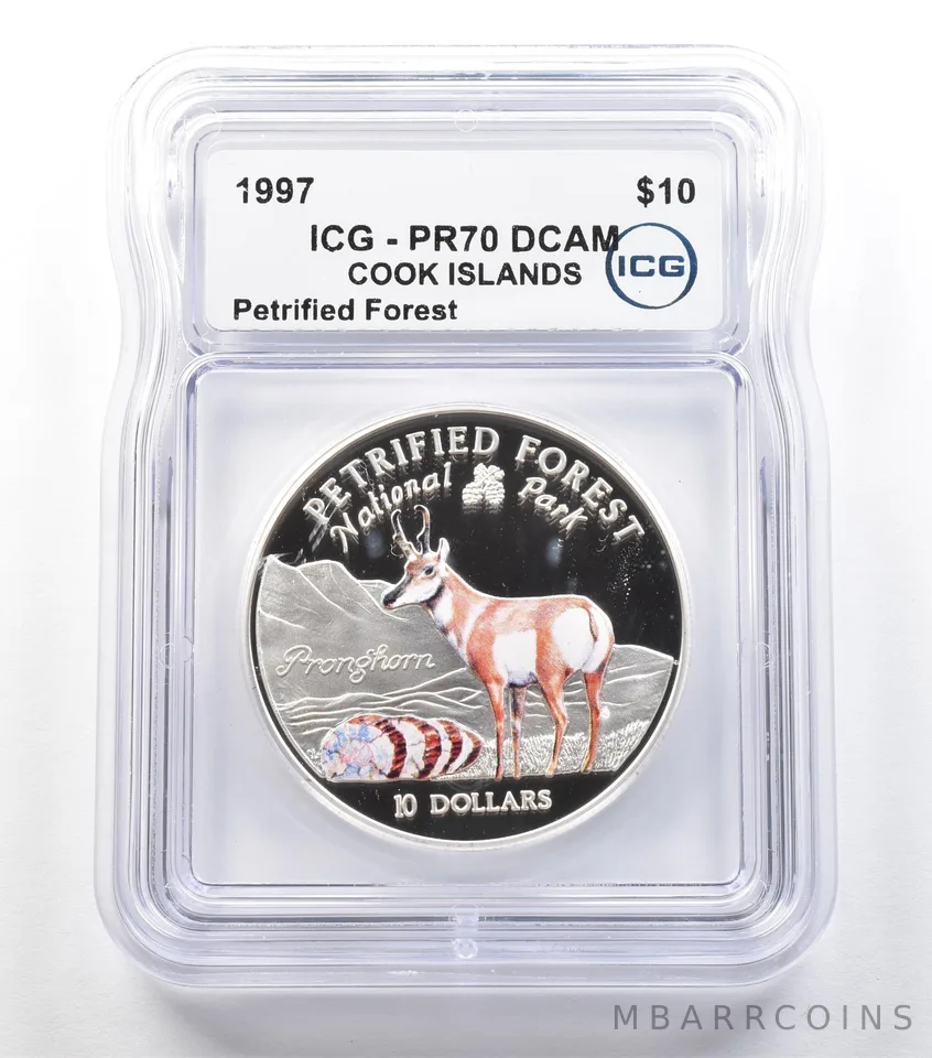 1997 Cook Islands 10 Dollars Silver Petrified Forest PR70 DCAM ICG a3669