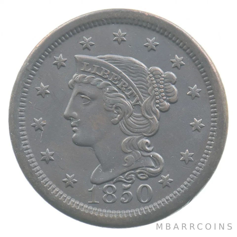 1850 Braided Hair Large Cent *4481