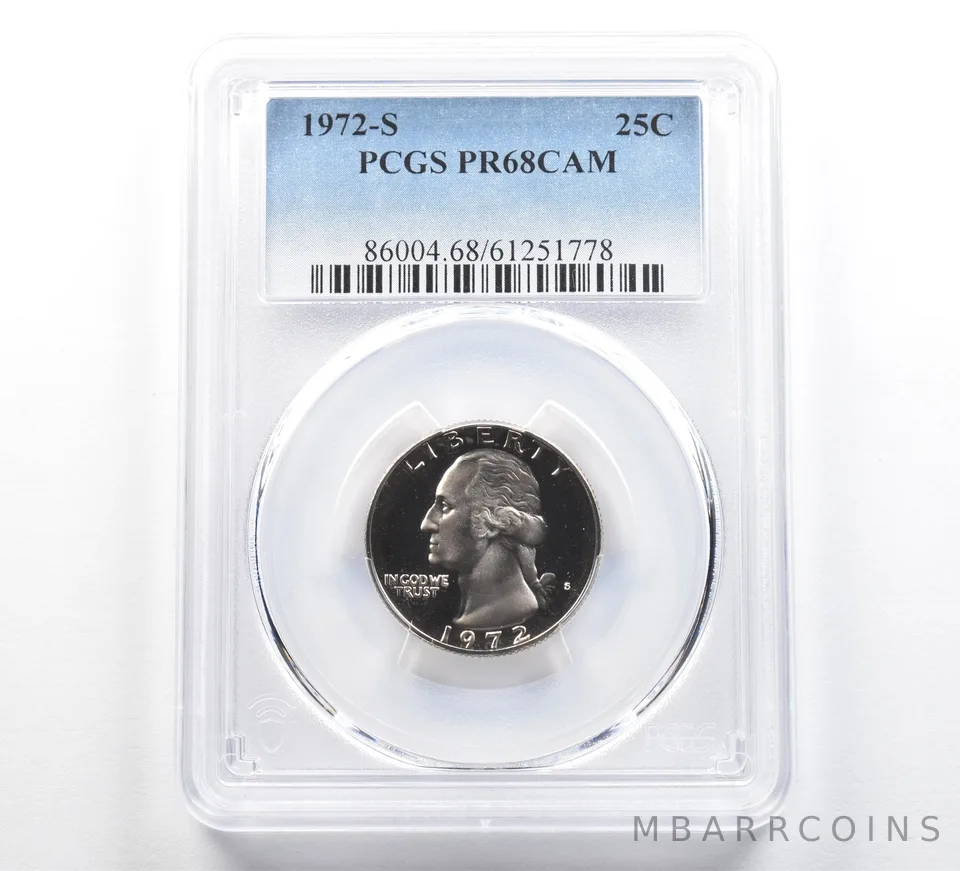 1972-S Washington Quarter PR68 CAM PCGS Blue Label