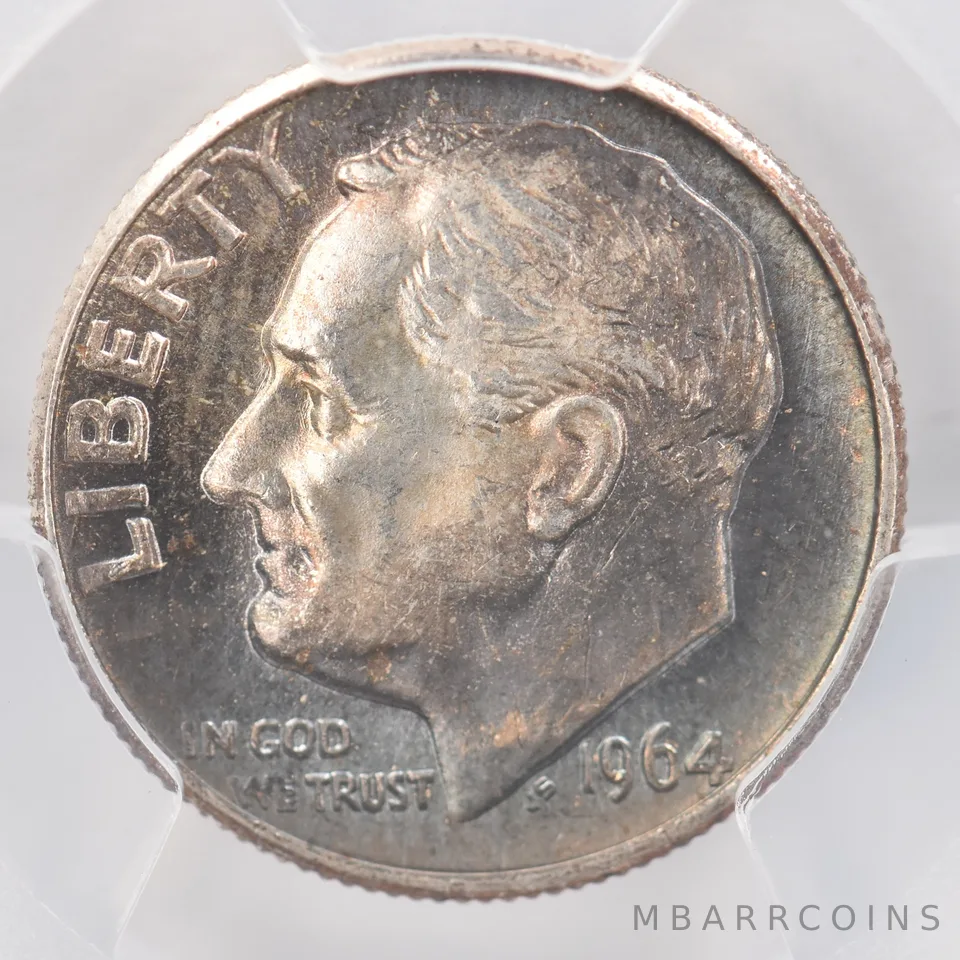 1964 Roosevelt Dime MS64 PCGS Beautiful Tone *0797