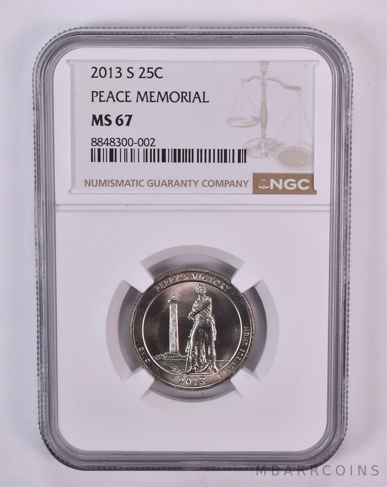 2013-S Washington Quarter Peace Memorial ATB MS67 NGC Brown Label
