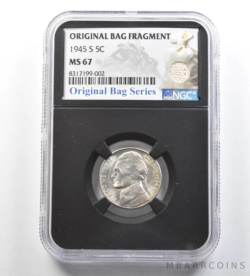 1945-S Jefferson Nickel Original Bag Fragment MS67 NGC *7131