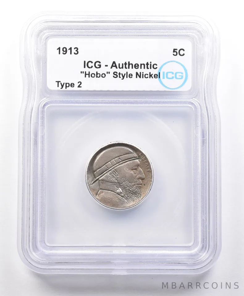 1913 Indian Head Buffalo Nickel Type 2 Hobo Style Authentic ICG a4106