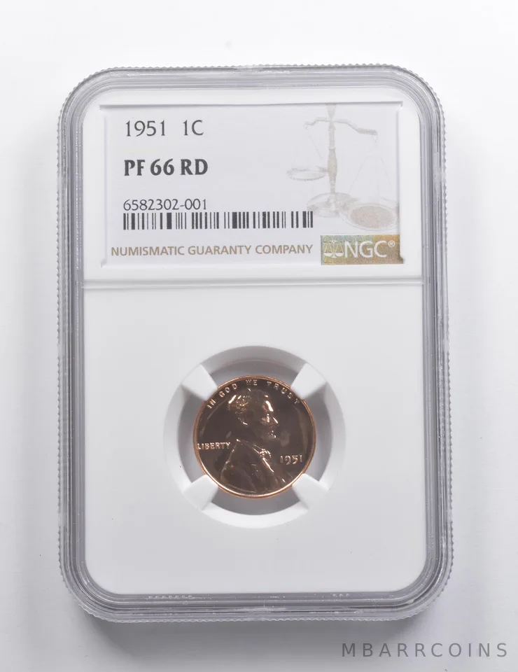 PF66 RD 1951 Lincoln Wheat Cent NGC a7430