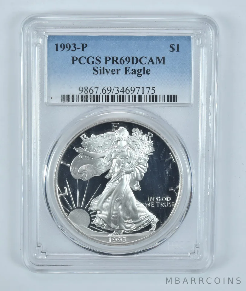 1993-P American Silver Eagle PR69 DCAM PCGS Blue Label