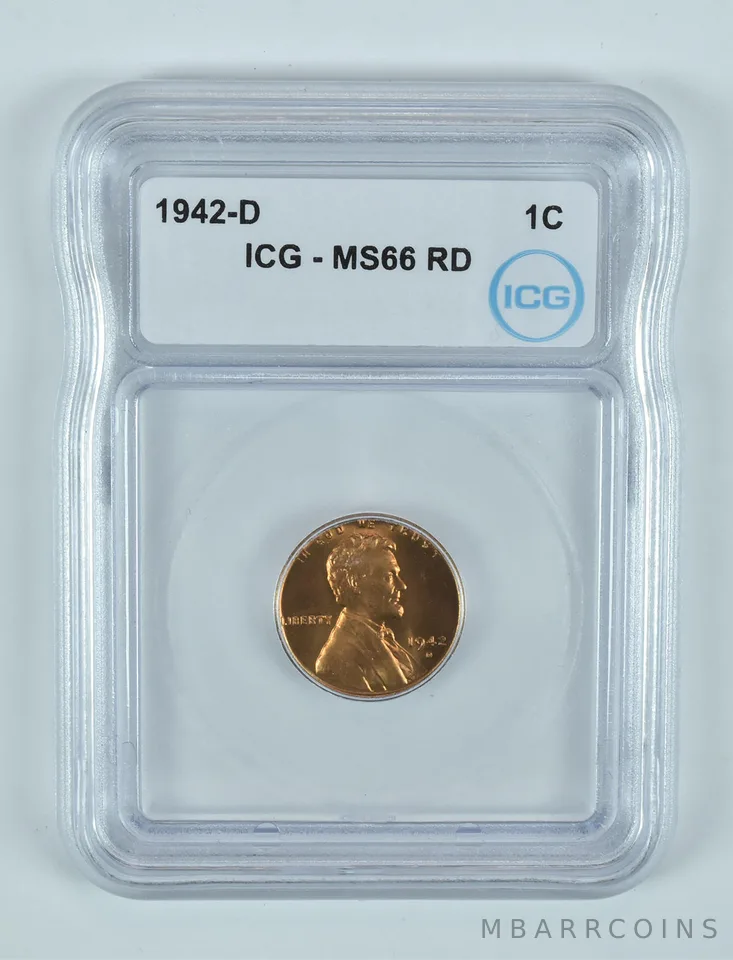 1942-D Lincoln Wheat Cent MS66 RD ICG