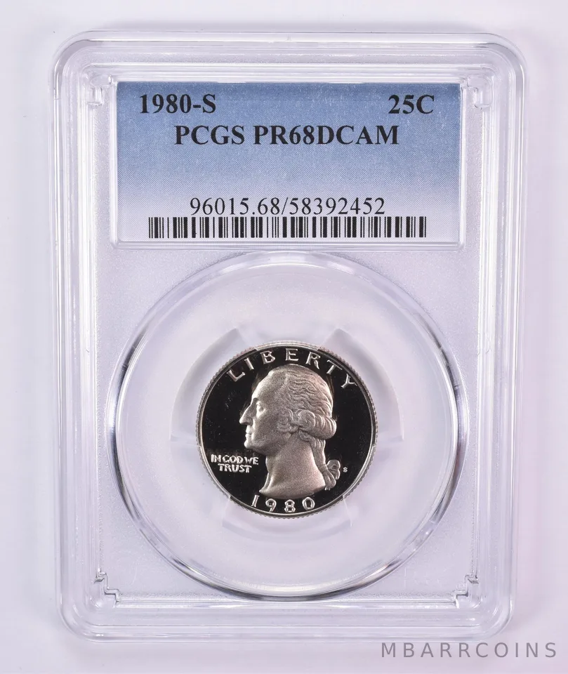 1980-S Washington Quarter PR68 DCAM PCGS Blue Label