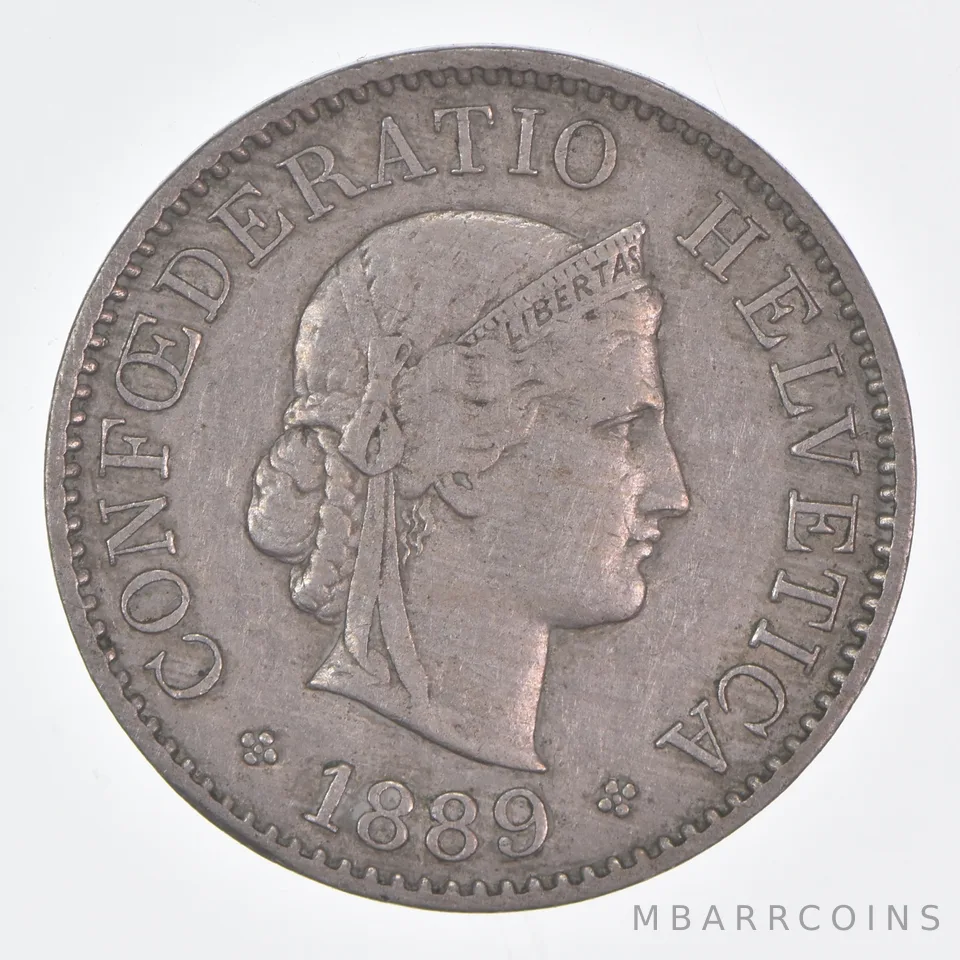 Better Date - 1889 Switzerland 5 Rappen World Coin *172