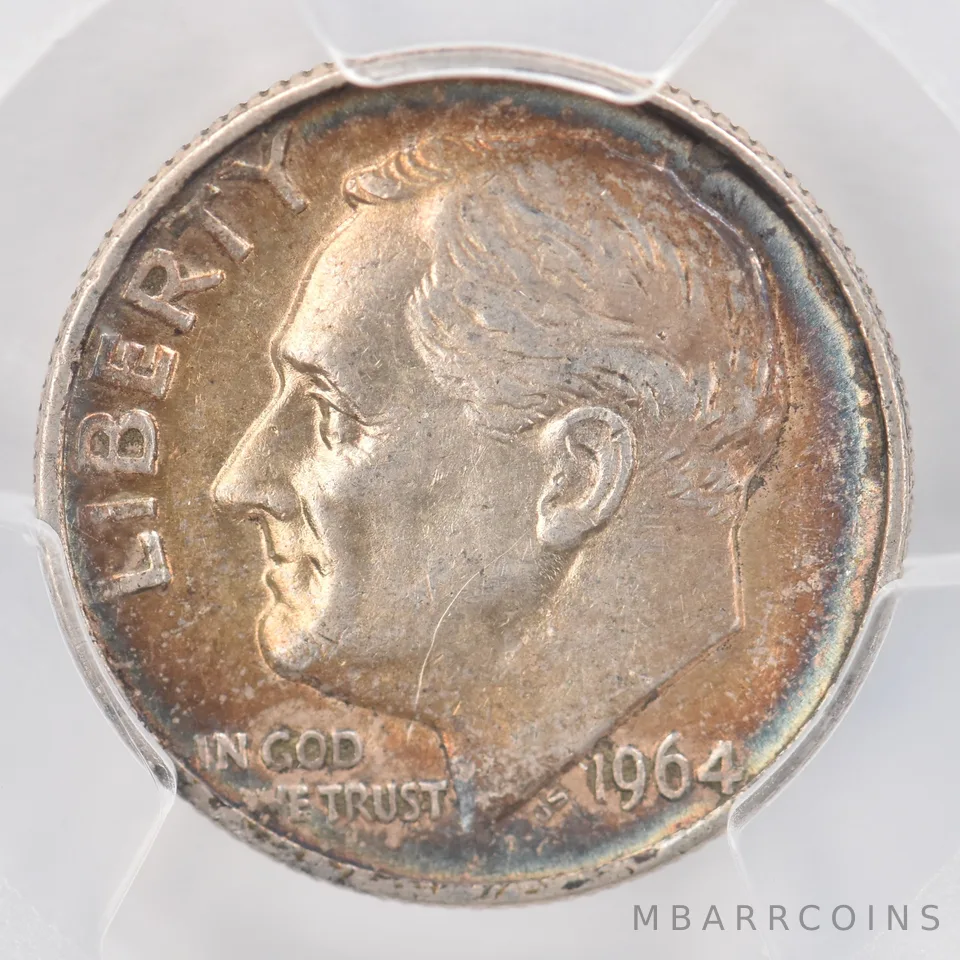 1964 Roosevelt Dime AU53 PCGS Beautiful Tone *0813