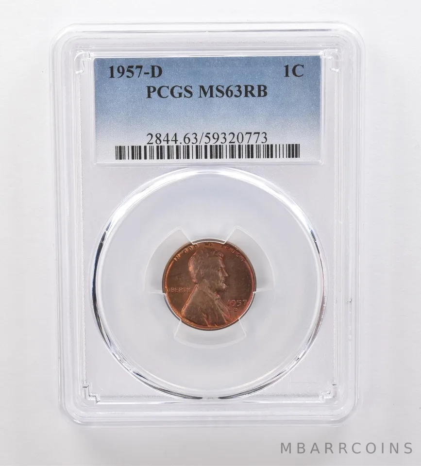 1957-D Lincoln Wheat Cent MS63 RB PCGS Beautiful Tone *2059