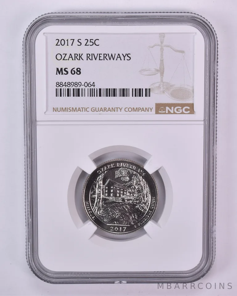 2017-S Washington Quarter ATB Ozark Riverways MS68 NGC