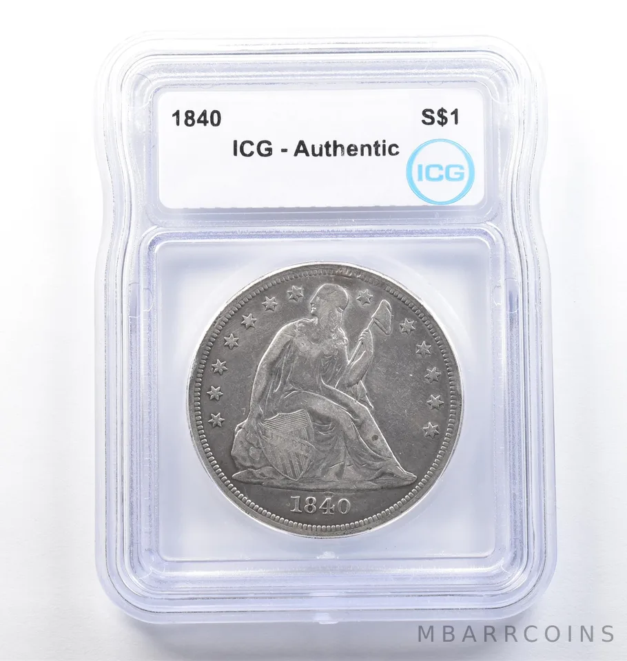 1840 Seated Liberty Silver Dollar Authentic ICG *6591