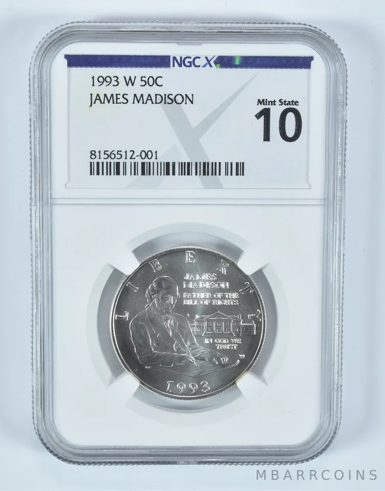 1993-W James Madison Commemorative Half Dollar MS 10 NGC X NGCX