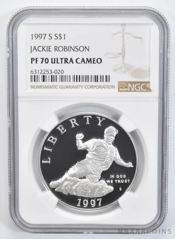 1997-S Jackie Robinson Commemorative Silver Dollar PF70 UC NGC