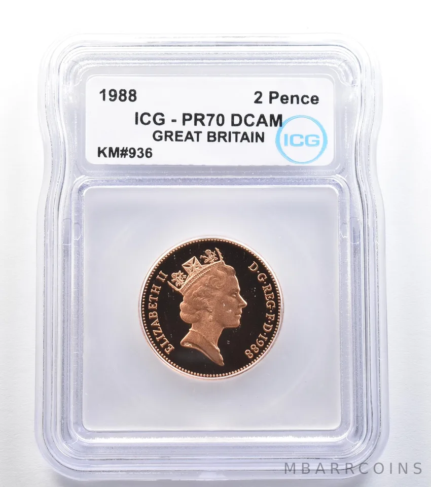 1988 Great Britain 2 Pence KM#936 PR70 DCAM ICG *7847